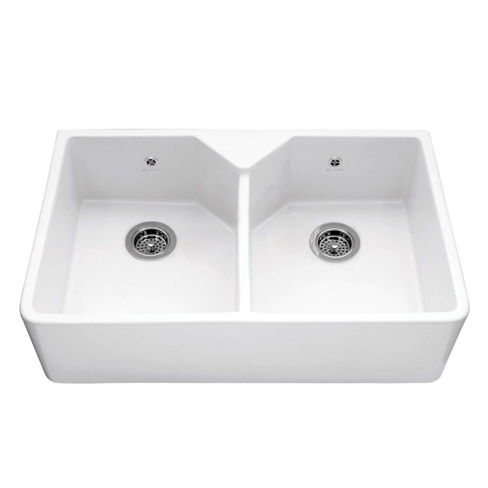 Caple Chepstow Double Bowl White Ceramic Belfast Kitchen Sink 800 X