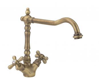 French classic mono sink mixer, Antique Brass Plated