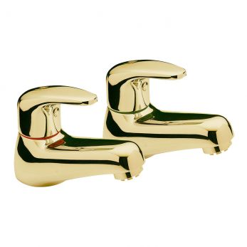 Modena pair of basin taps, Antique Gold Plated