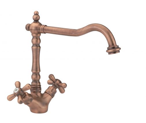 French classic mono sink mixer, Old Copper Plated