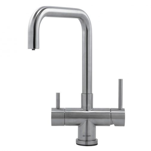 Caple Dalton Quad Puriti Twin Lever Mono Kitchen Mixer & Cold Filtered Water Tap - Stainless Steel