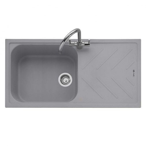 Caple Veis 1 Bowl Pebble Grey Granite Composite Kitchen Sink & Waste Kit with Reversible Drainer - 1